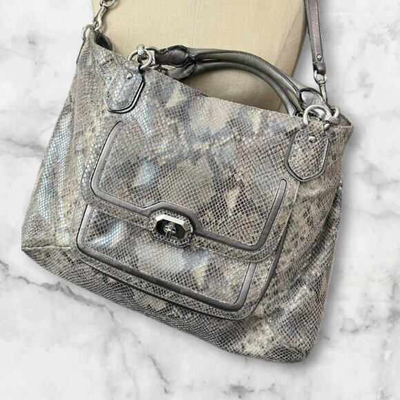 Coach Campbell Exotic Python Leather Izzy‎ Fashion Satchel F24852 - Picture 2 of 13